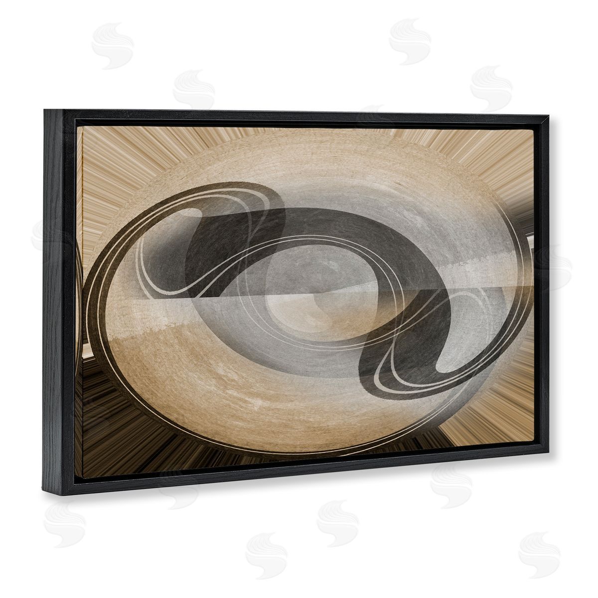 Noah Bay Curved Swoop Shape Black Floating Frame Canvas Wall Art Print