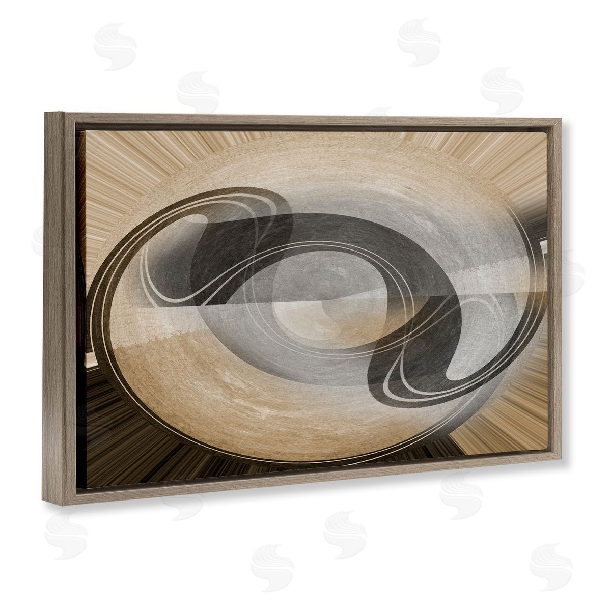 Noah Bay Curved Swoop Shape Brown Floating Frame Canvas Wall Art Print
