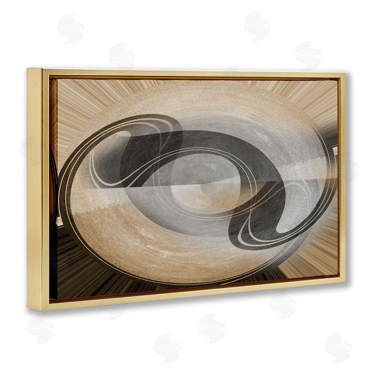 Noah Bay Curved Swoop Shape Gold Floating Frame Canvas Wall Art Print