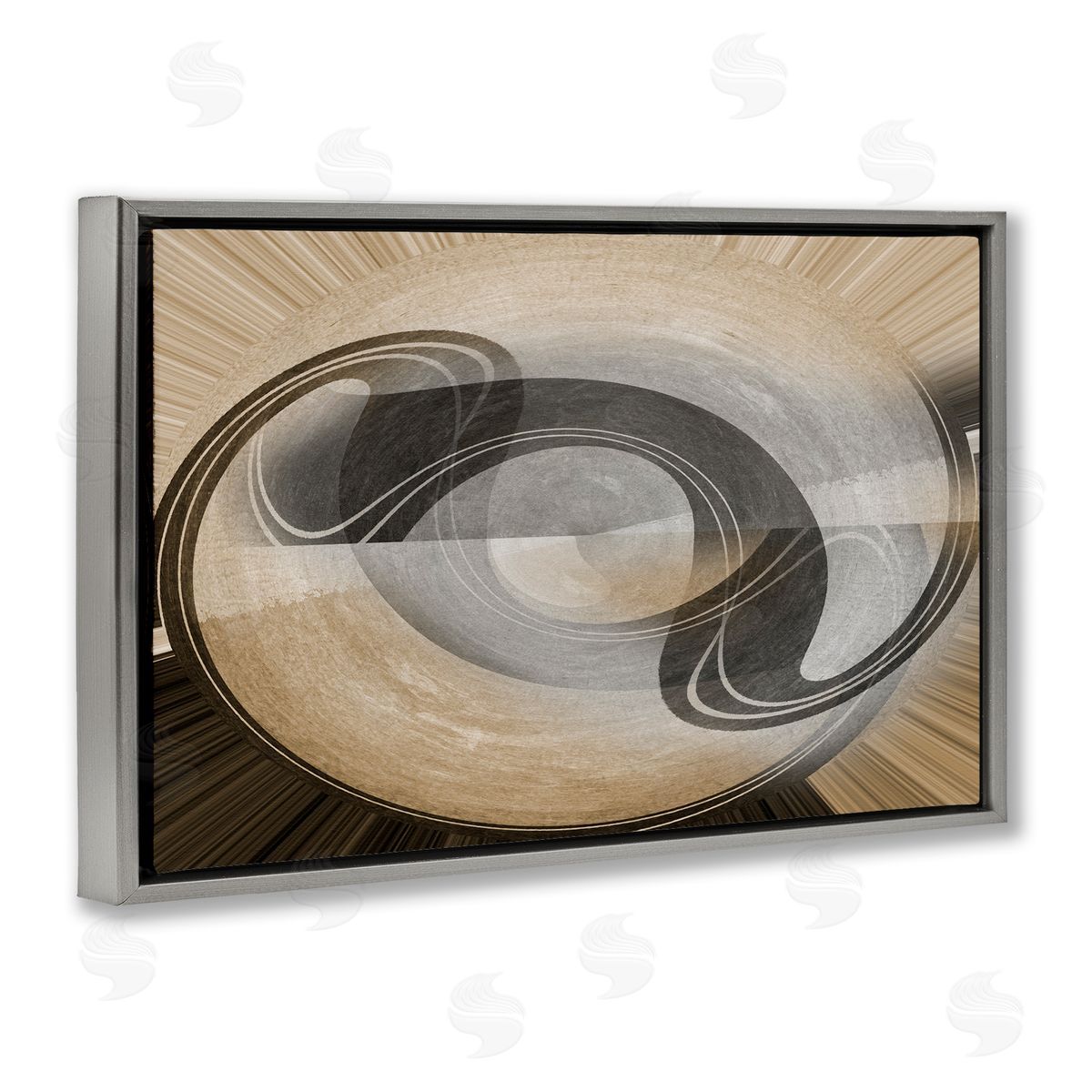 Noah Bay Curved Swoop Shape Gray Floating Frame Canvas Wall Art Print