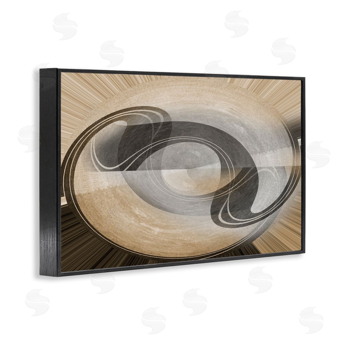 Noah Bay Curved Swoop Shape Black Framed Giclee Wall Art Print