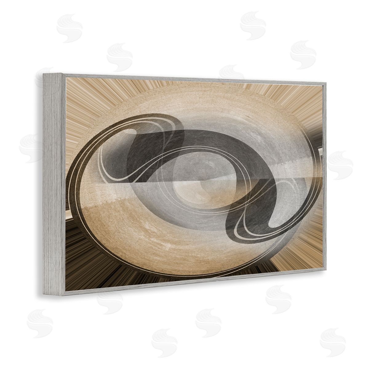Noah Bay Curved Swoop Shape Gray Framed Giclee Wall Art Print