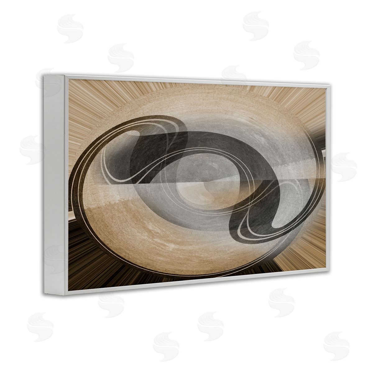 Noah Bay Curved Swoop Shape White Framed Giclee Wall Art Print