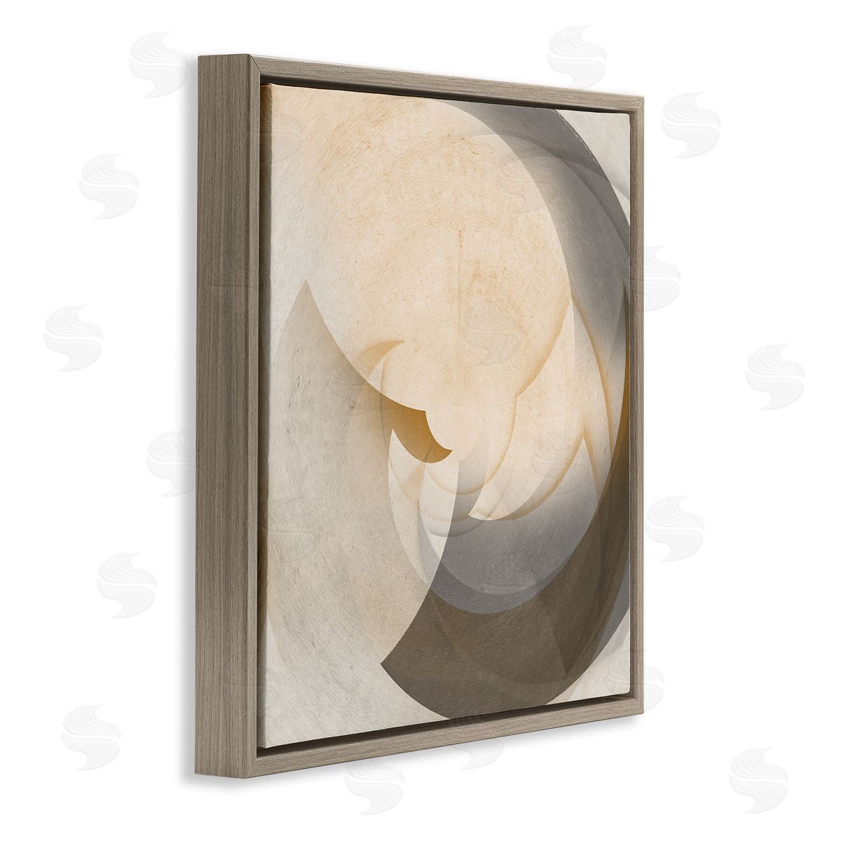 Noah Bay Shadowed Form Curve Brown Floating Frame Canvas Wall Art Print