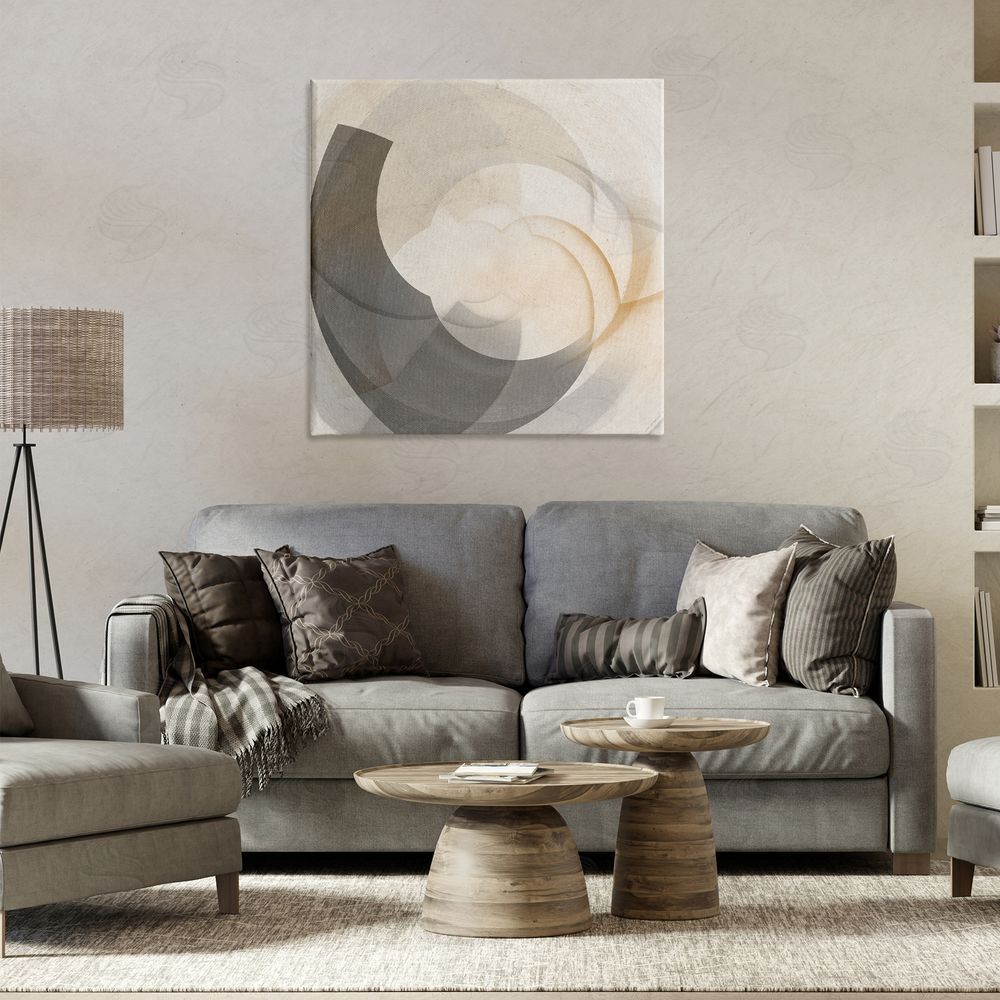 Noah Bay Shadowed Swoop Abstraction Canvas Wall Art Print in Room