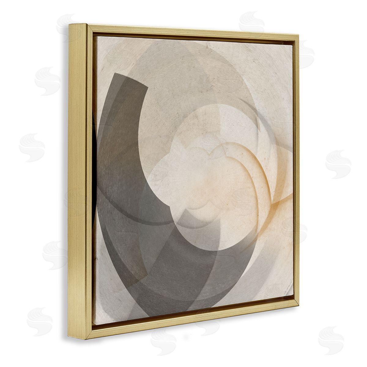 Noah Bay Shadowed Swoop Abstraction Gold Floating Frame Canvas Wall Art Print