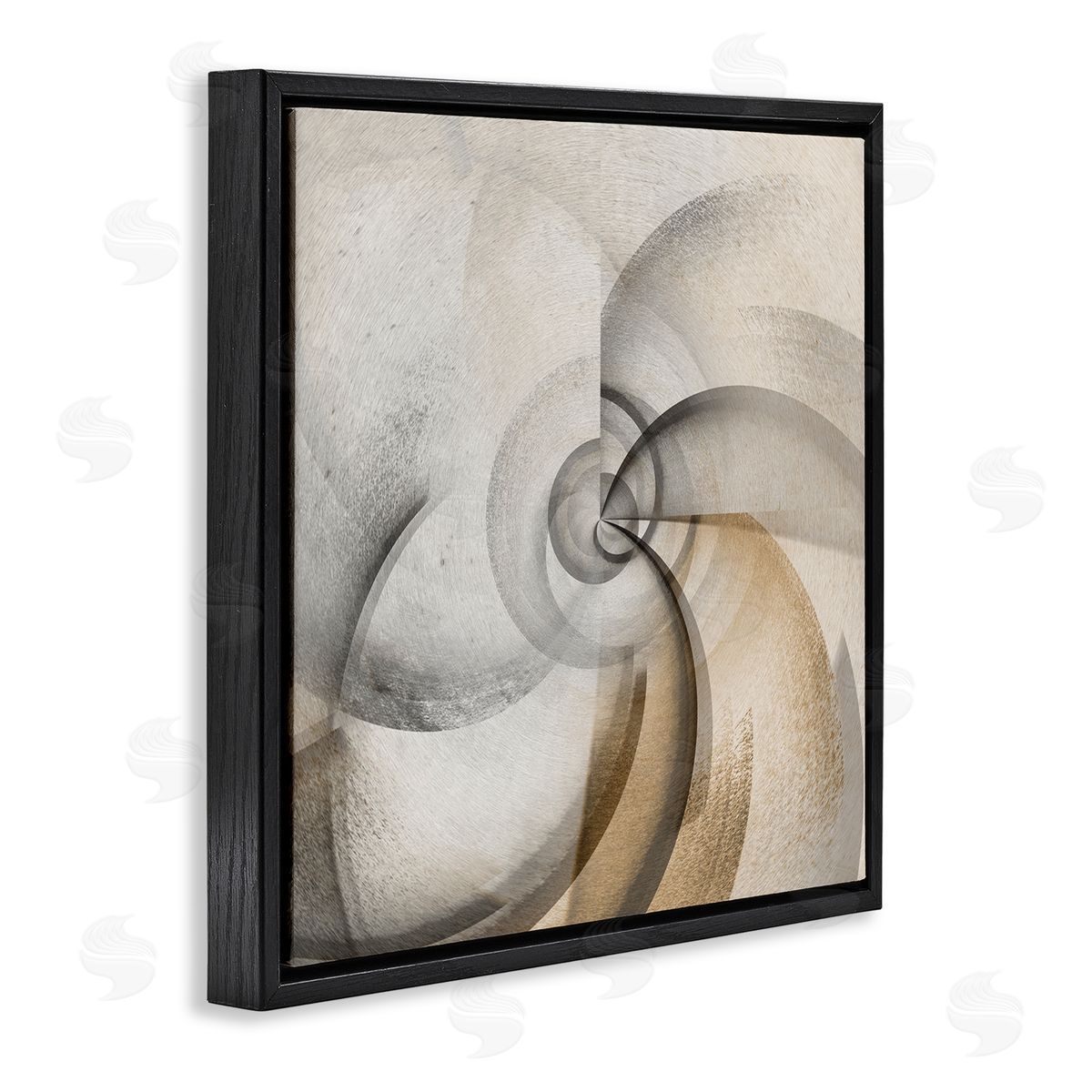 Noah Bay Spinning Vortex Abstract Black Floating Frame Canvas Wall Art Print
