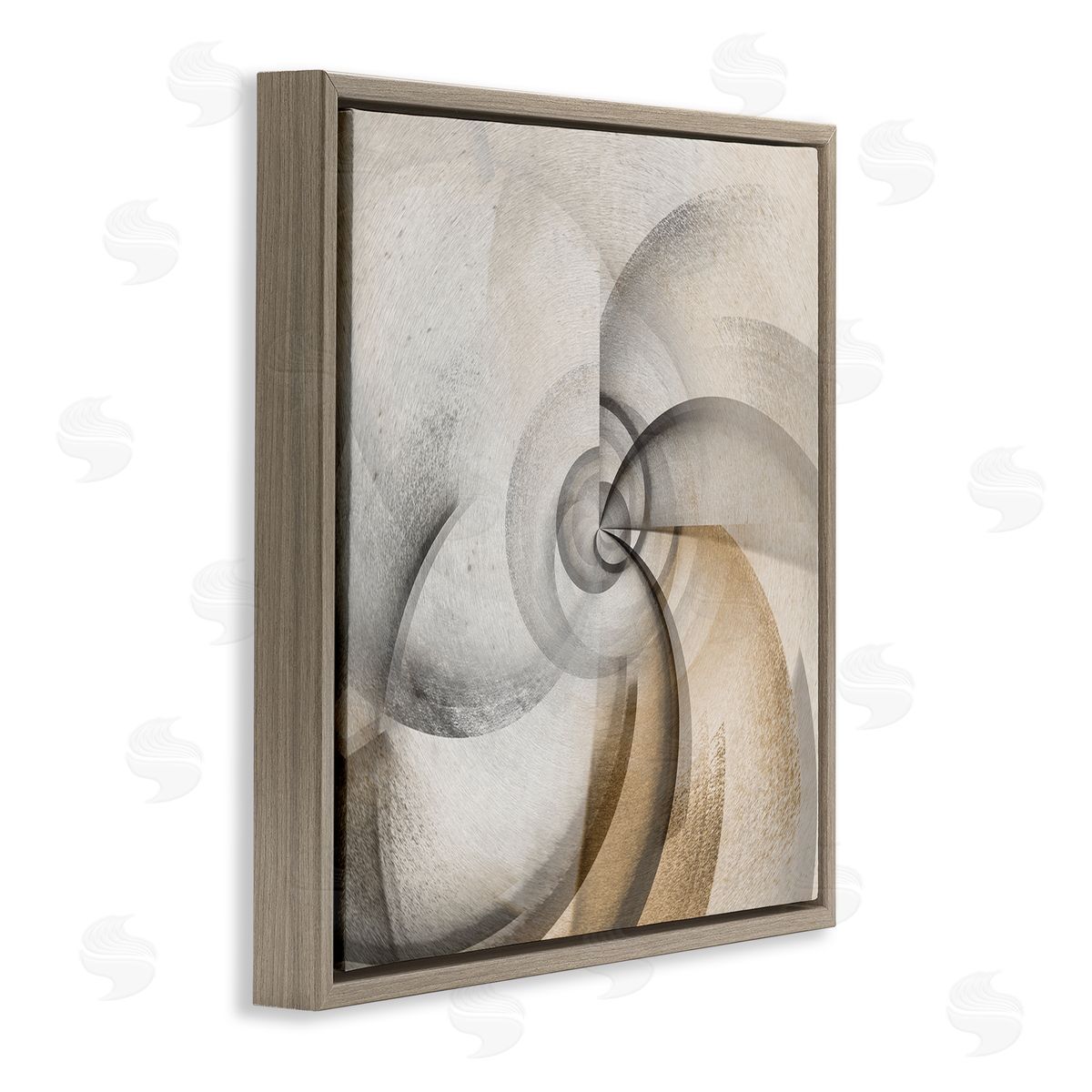 Noah Bay Spinning Vortex Abstract Brown Floating Frame Canvas Wall Art Print