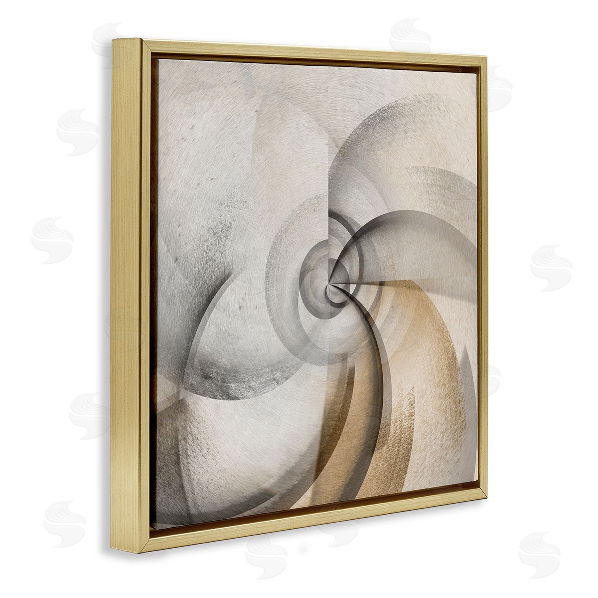 Noah Bay Spinning Vortex Abstract Gold Floating Frame Canvas Wall Art Print