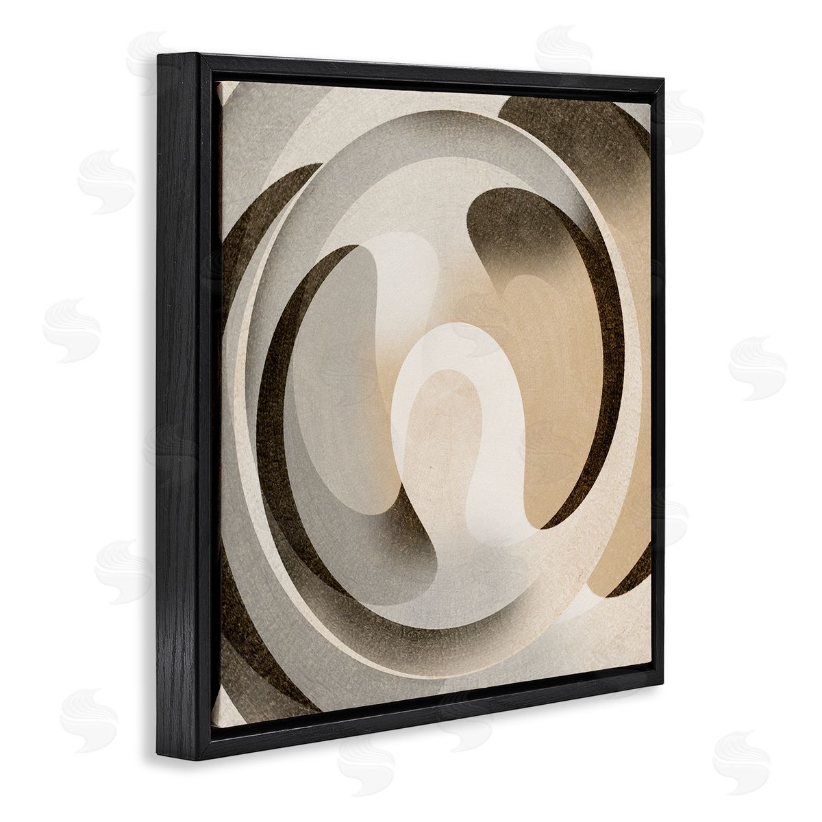 Noah Bay Neutral Vortex Shape Black Floating Frame Canvas Wall Art Print