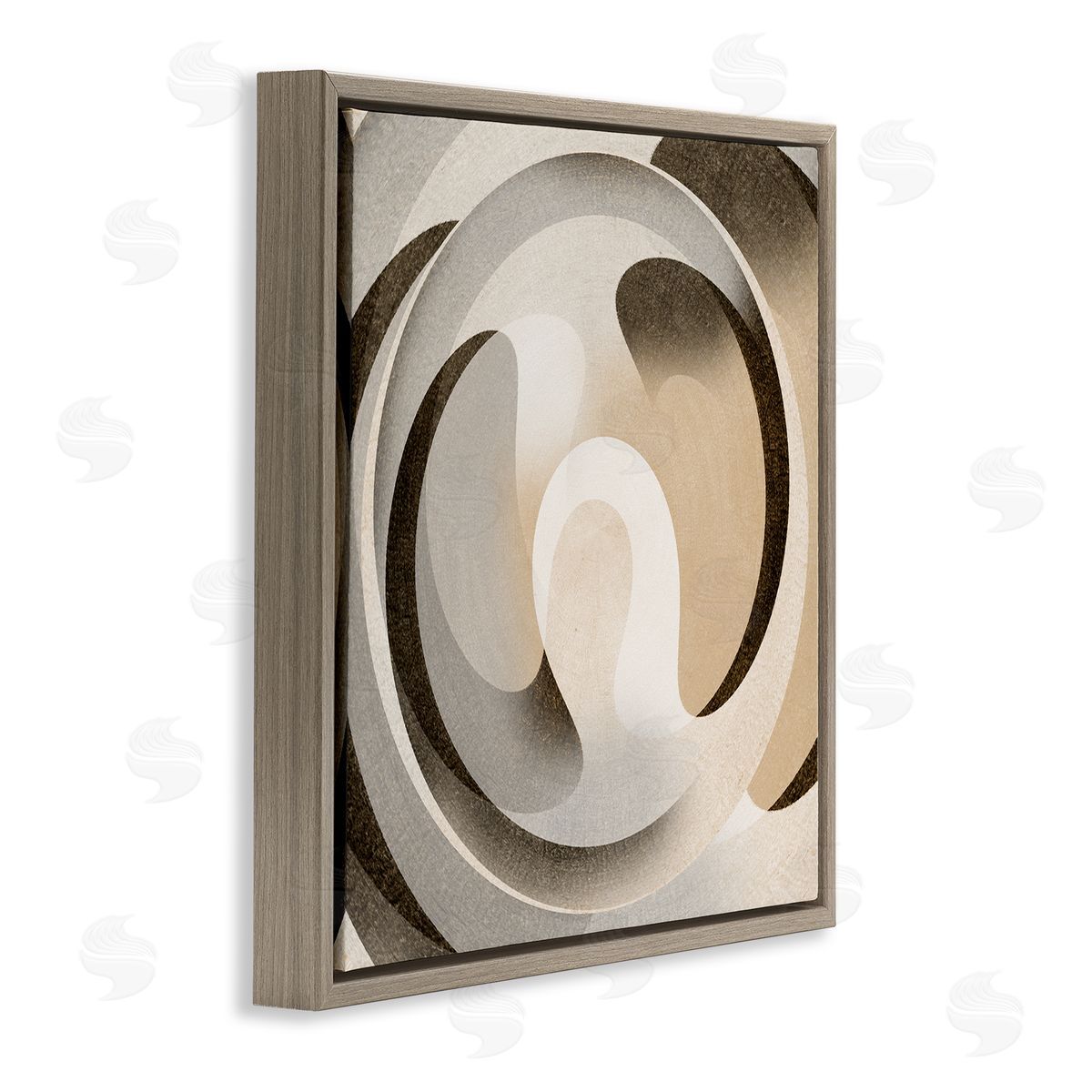 Noah Bay Neutral Vortex Shape Brown Floating Frame Canvas Wall Art Print