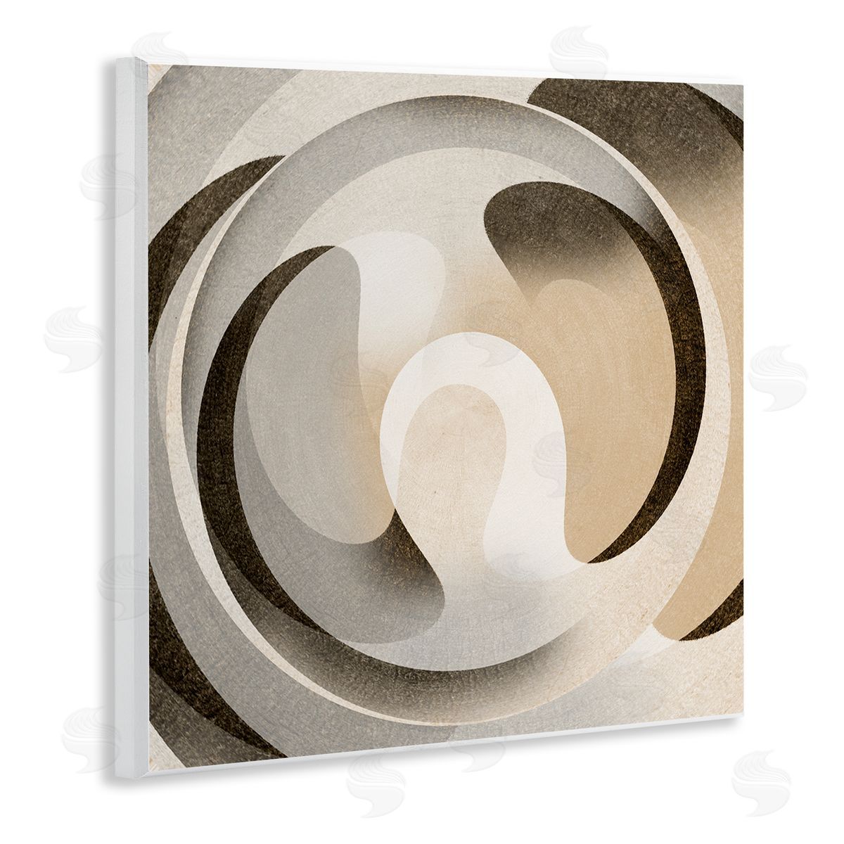 Noah Bay Neutral Vortex Shape Wooden Wall Plaque Art Print