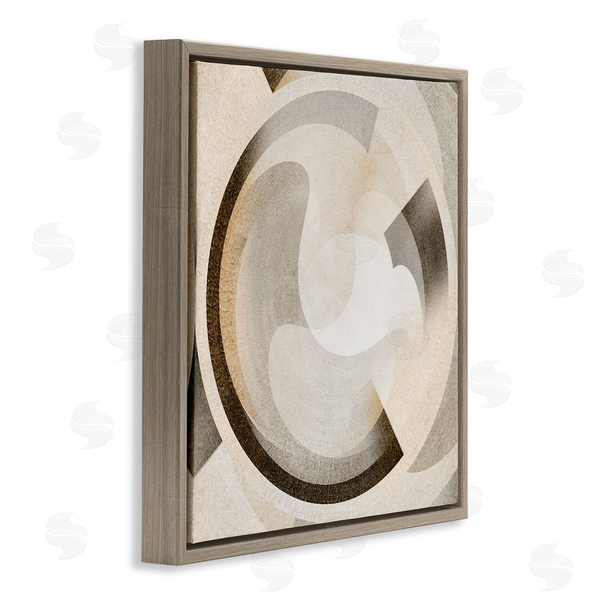 Noah Bay Round Arches Neutral Brown Floating Frame Canvas Wall Art Print