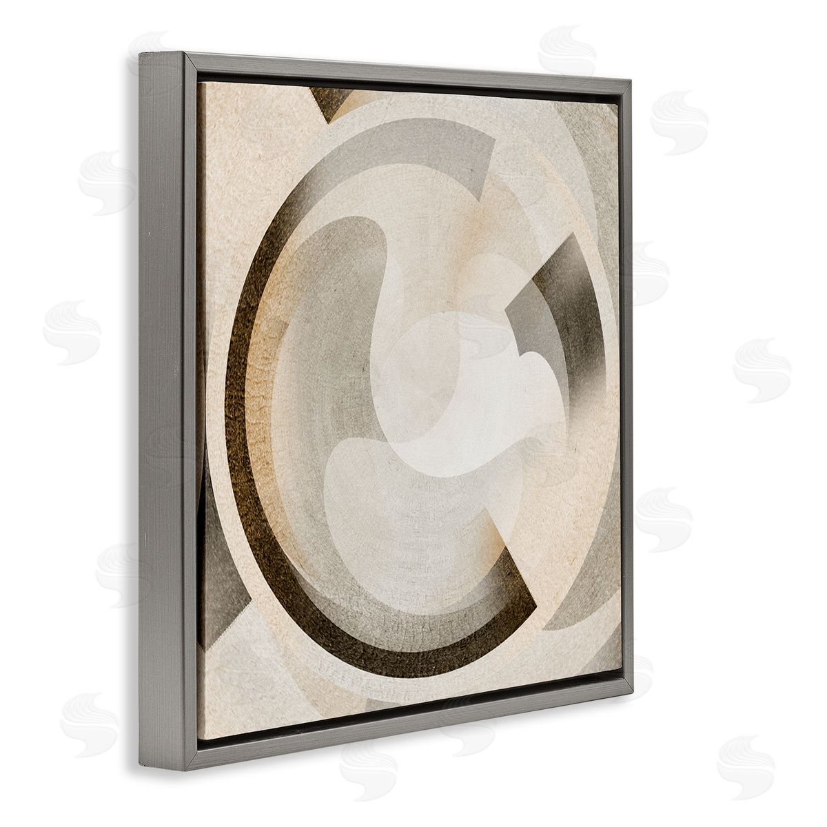 Noah Bay Round Arches Neutral Gray Floating Frame Canvas Wall Art Print