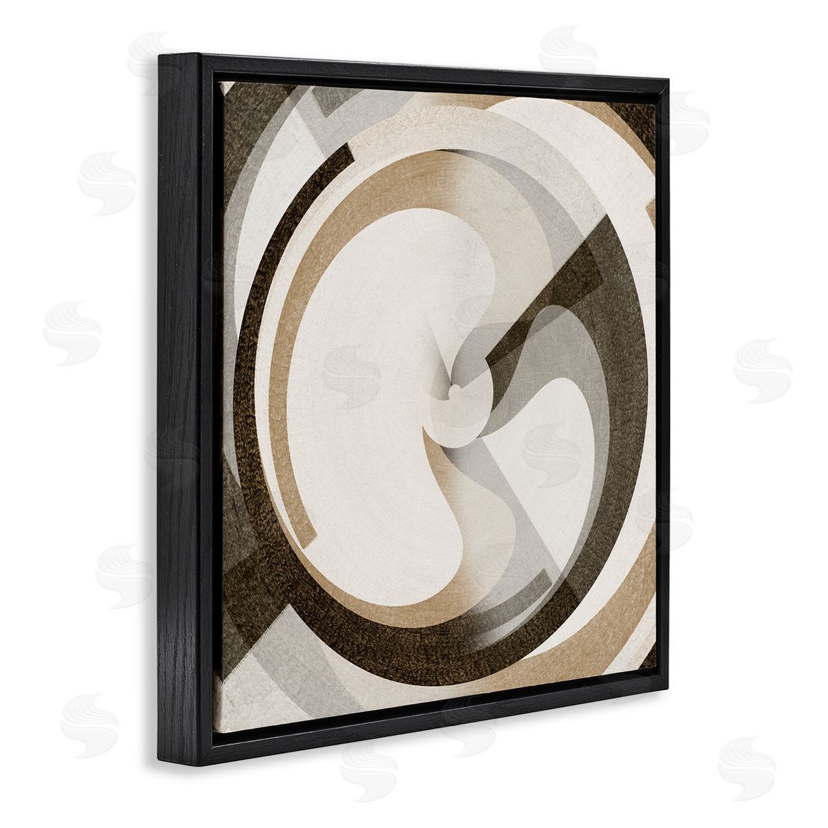 Noah Bay Neutral Tones Vortex Black Floating Frame Canvas Wall Art Print