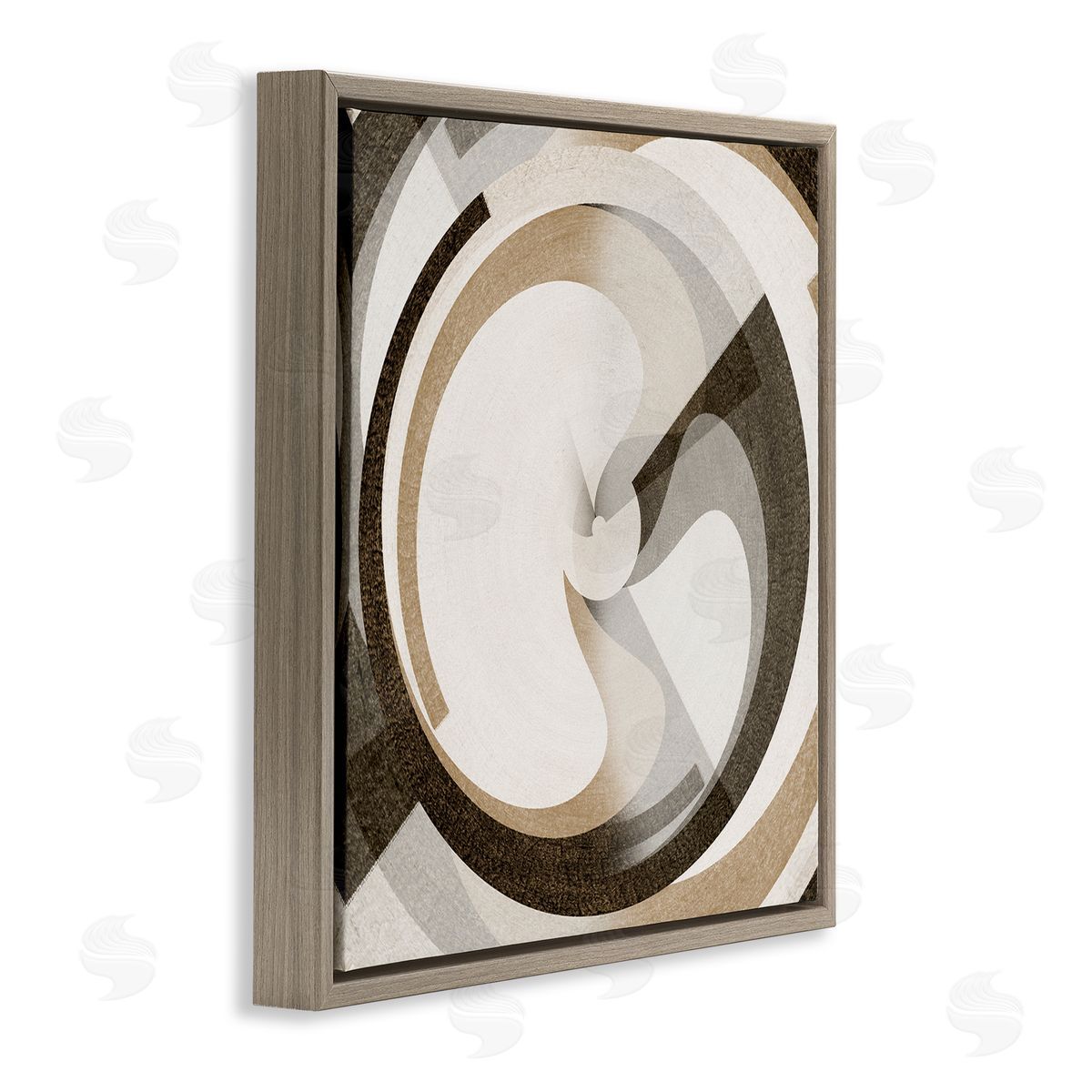 Noah Bay Neutral Tones Vortex Brown Floating Frame Canvas Wall Art Print