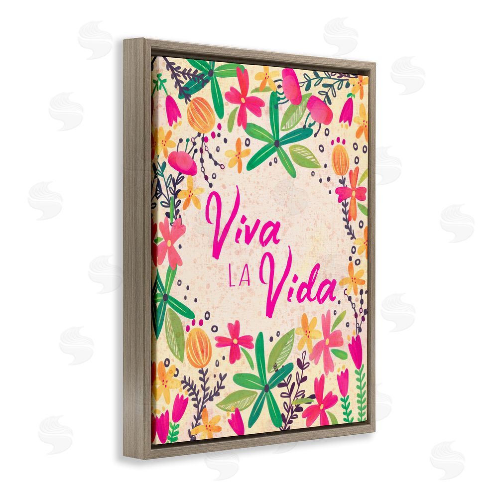 Josefina Viva la Vida Flores Tropicales Brown Floating Frame Canvas Wall Art Print