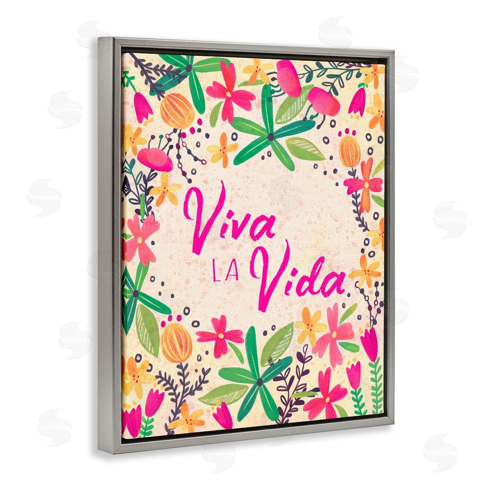 Josefina Viva la Vida Flores Tropicales Gray Floating Frame Canvas Wall Art Print