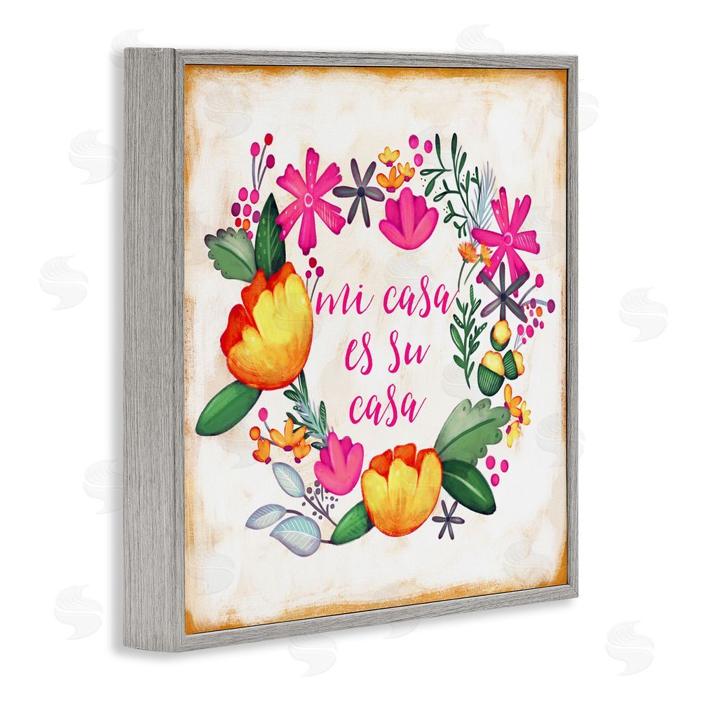Josefina Mi Casa Es Su Casa Floral Gray Framed Giclee Wall Art Print