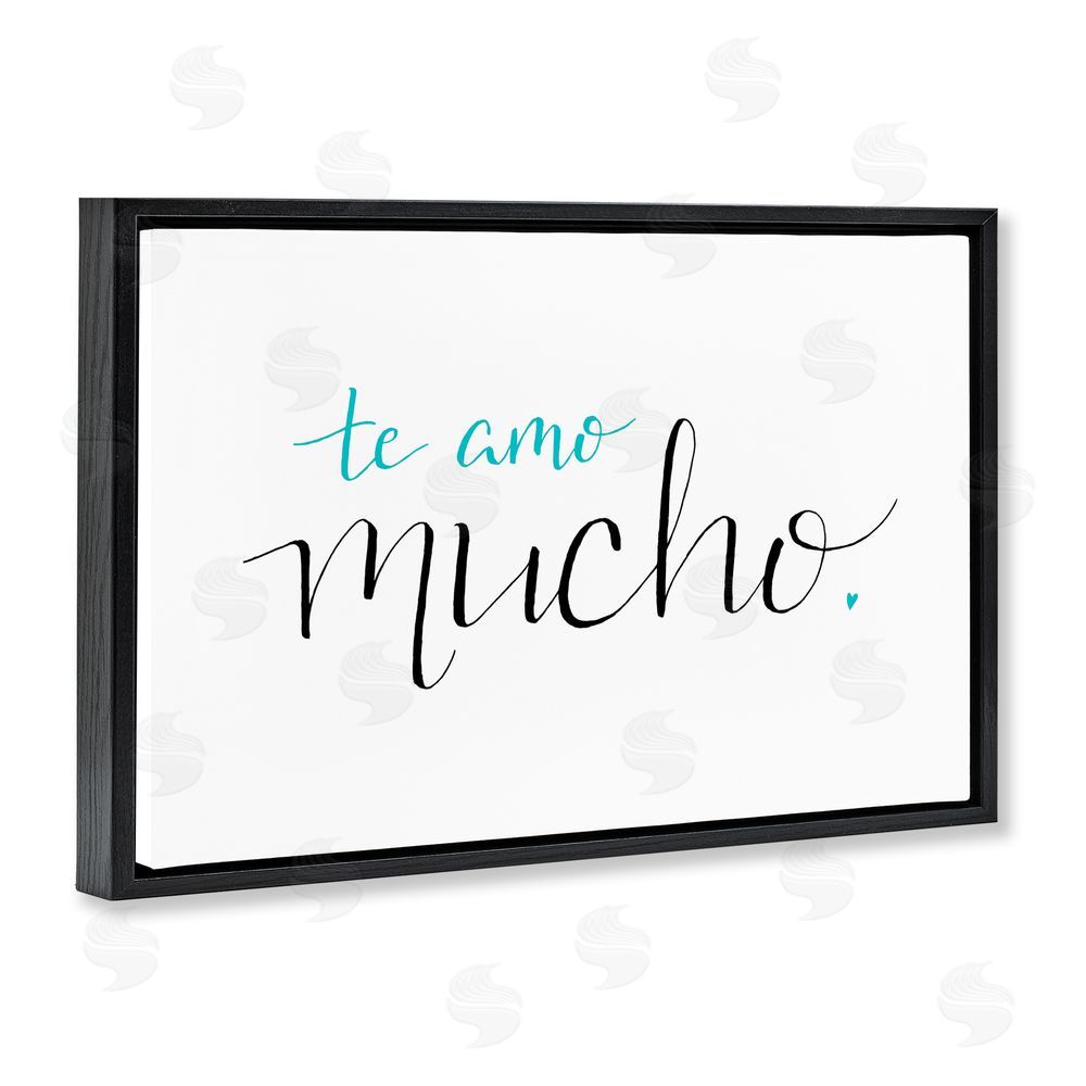 SD Graphics Studio Te Amo Mucho Turquesa Black Floating Frame Canvas Wall Art Print