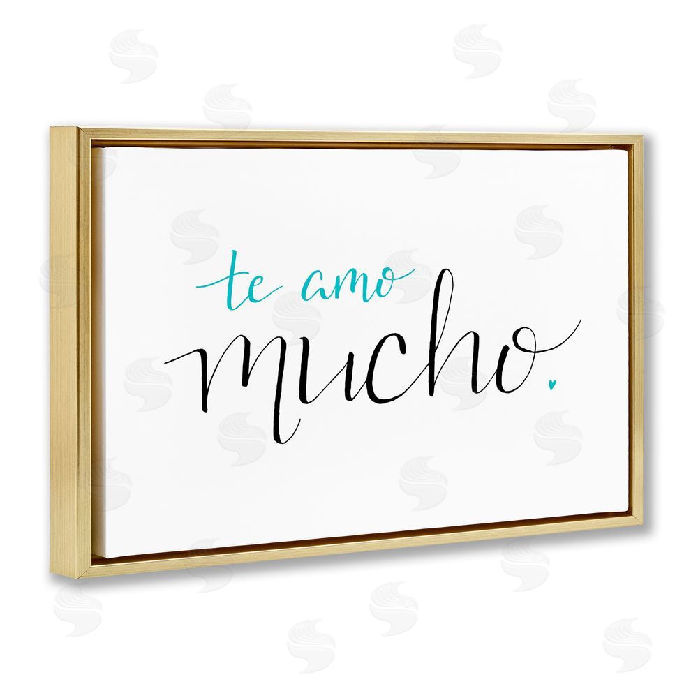 SD Graphics Studio Te Amo Mucho Turquesa Gold Floating Frame Canvas Wall Art Print
