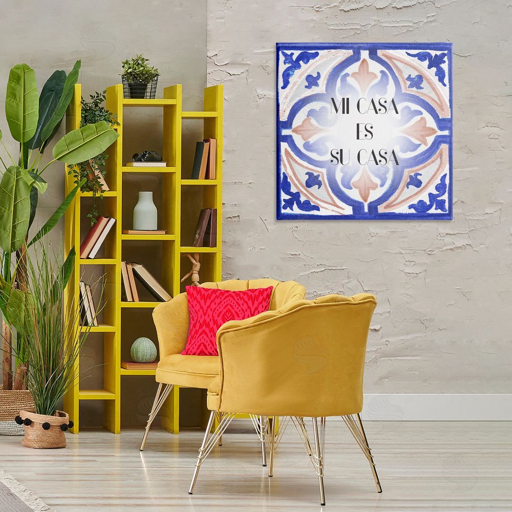 Elizabeth Medley Mi Casa Azulejos Tropicales Canvas Wall Art Print in Room