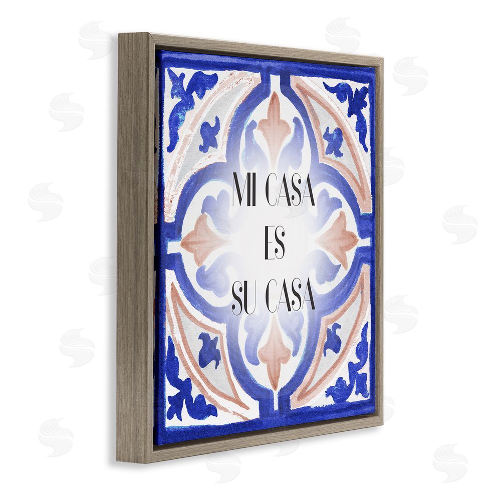 Elizabeth Medley Mi Casa Azulejos Tropicales Brown Floating Frame Canvas Wall Art Print