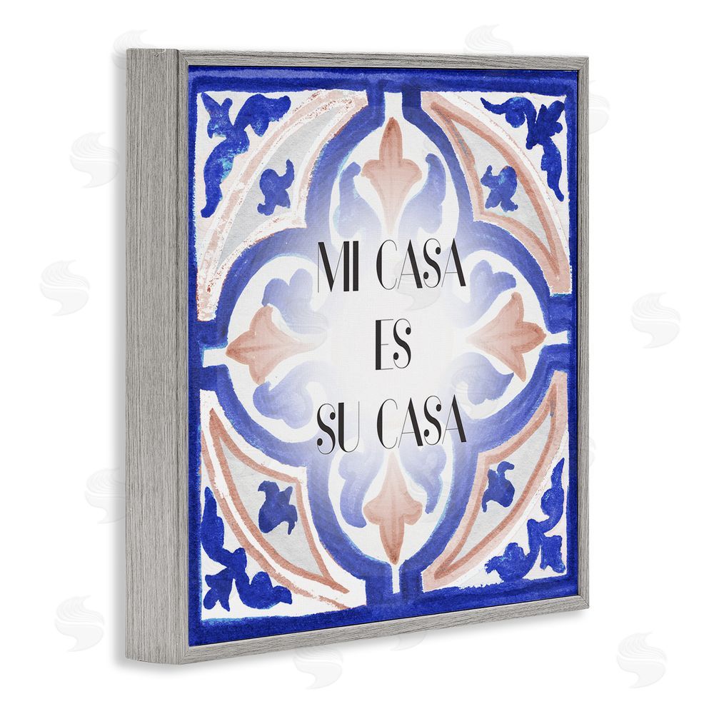 Elizabeth Medley Mi Casa Azulejos Tropicales Gray Framed Giclee Wall Art Print