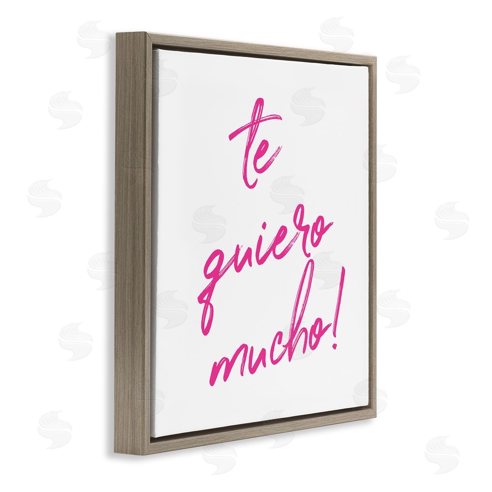 SD Graphics Studio Te Quiero Mucho Rosa Brown Floating Frame Canvas Wall Art Print