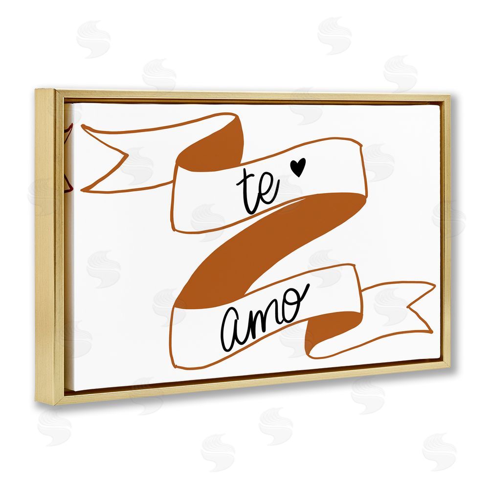SD Graphics Studio Te Amo con Cinta Gold Floating Frame Canvas Wall Art Print