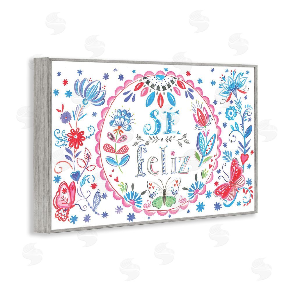 SD Graphics Studio Se Felices Mariposas Florales Gray Framed Giclee Wall Art Print in Room