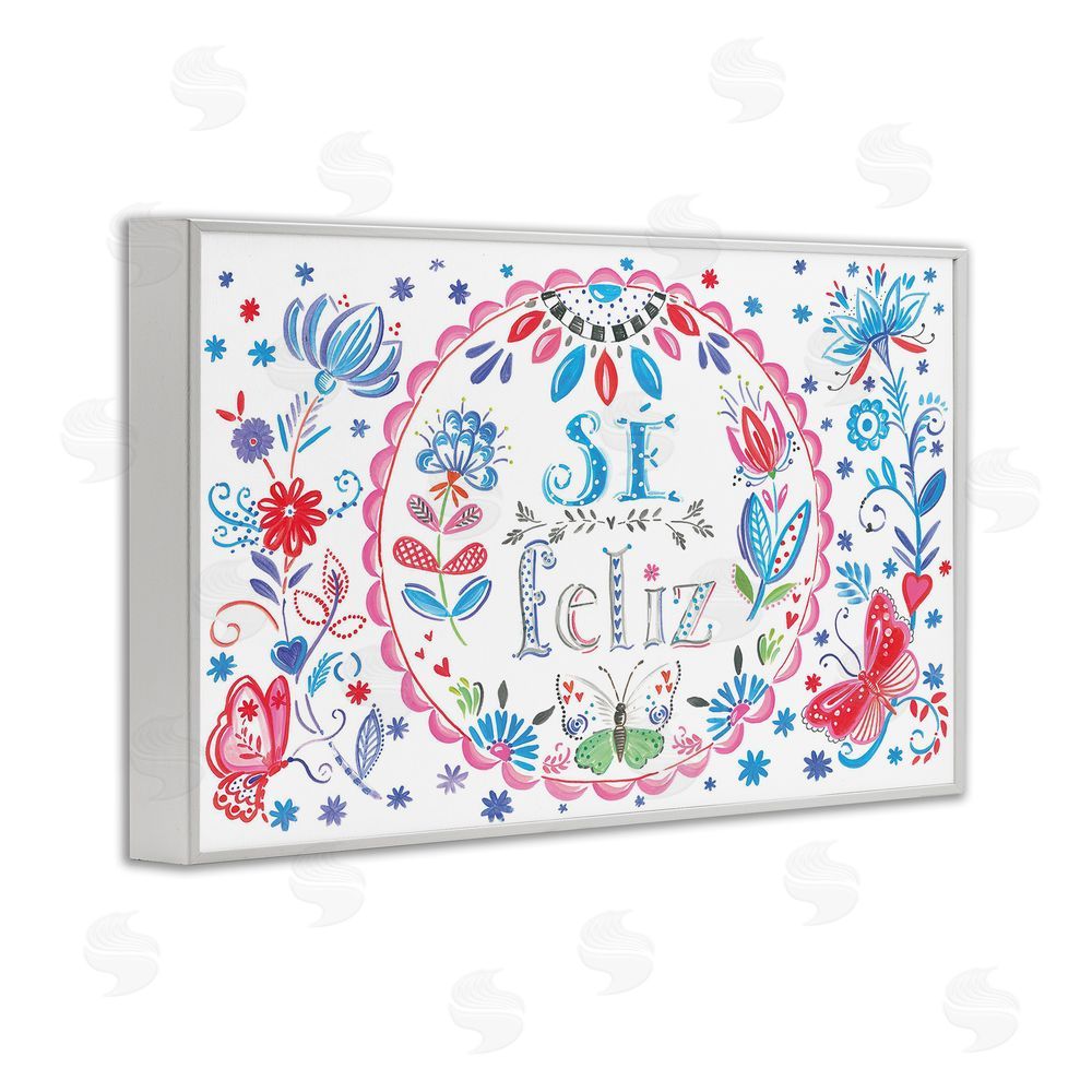 SD Graphics Studio Se Felices Mariposas Florales White Framed Giclee Wall Art Print in Room