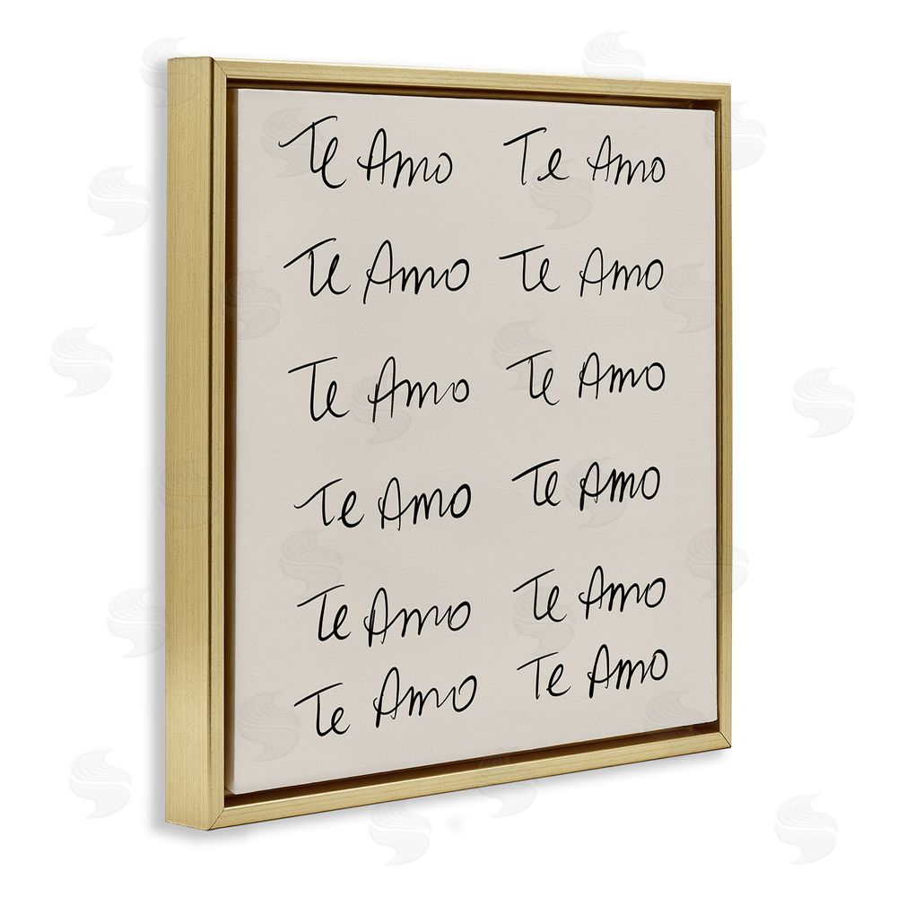 SD Graphics Studio Te Amo Repetitivo Gold Floating Frame Canvas Wall Art Print