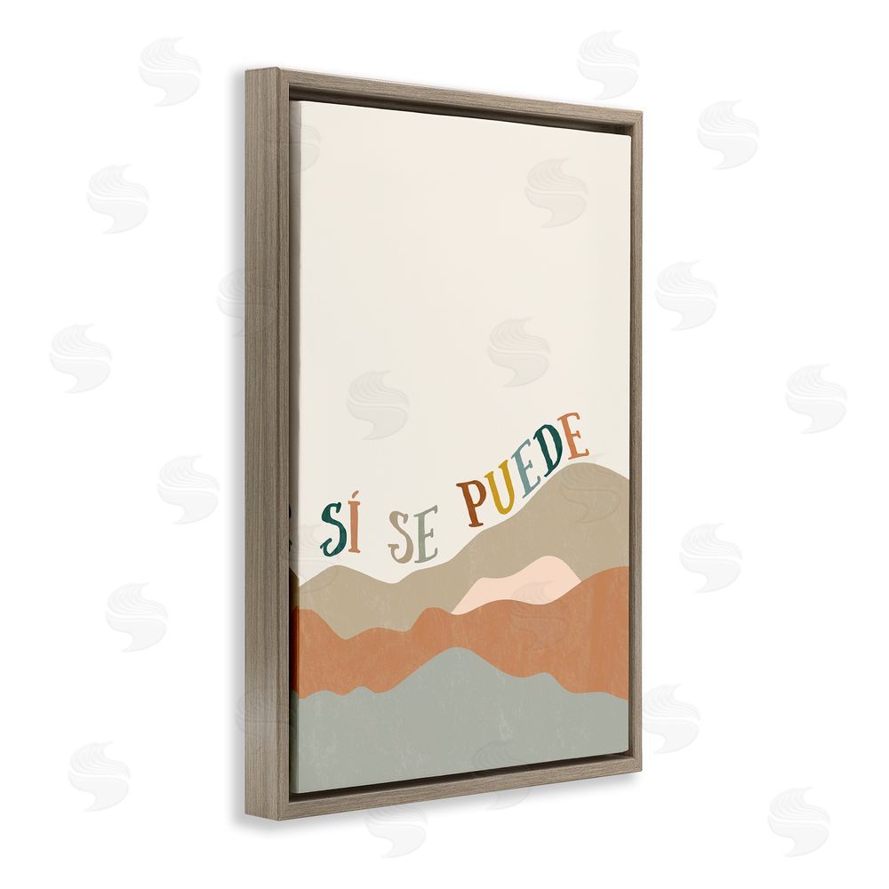 Anna Quach Sí Se Puede Montañas Brown Floating Frame Canvas Wall Art Print