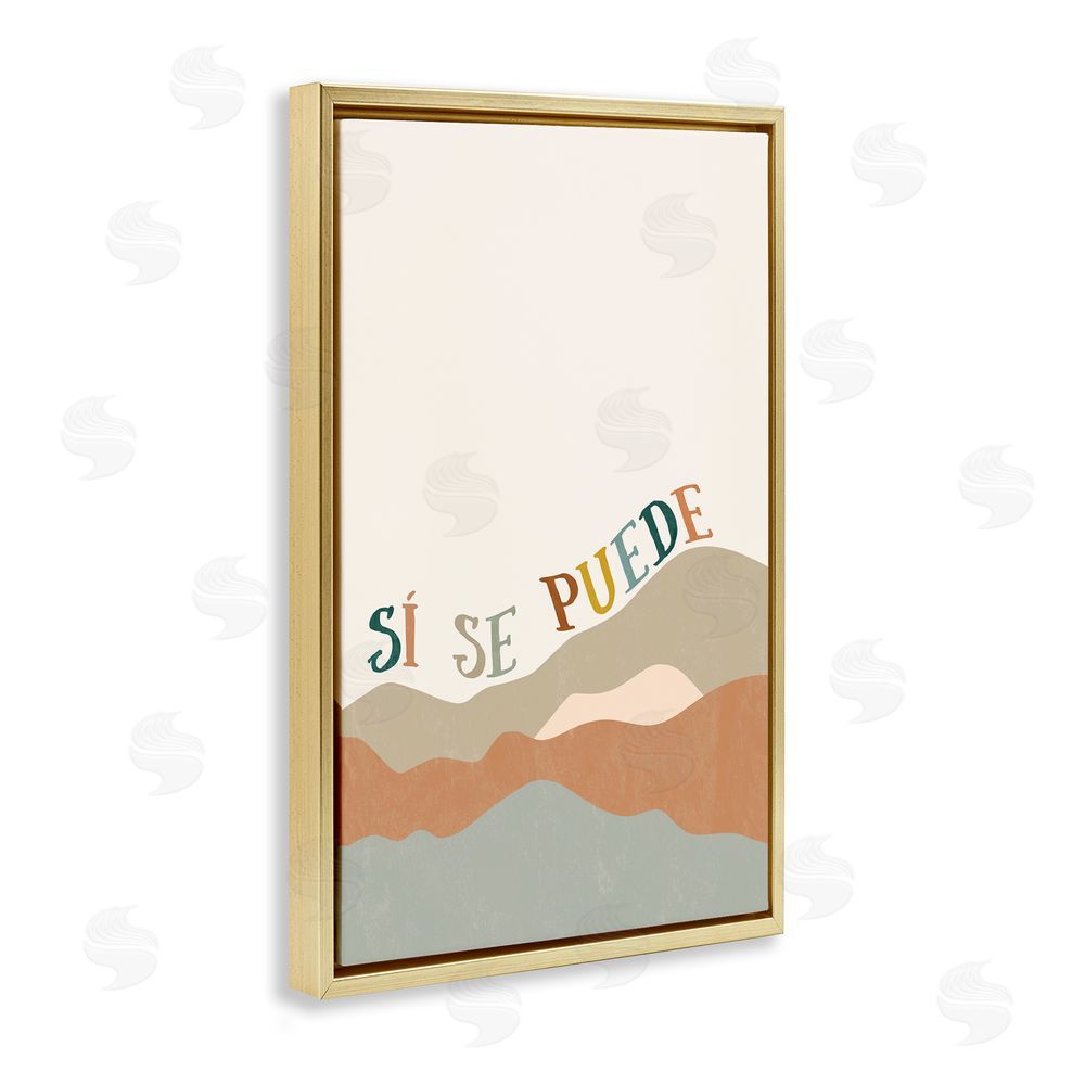 Anna Quach Sí Se Puede Montañas Gold Floating Frame Canvas Wall Art Print