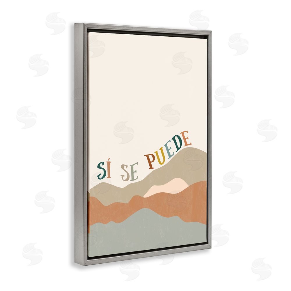 Anna Quach Sí Se Puede Montañas Gray Floating Frame Canvas Wall Art Print