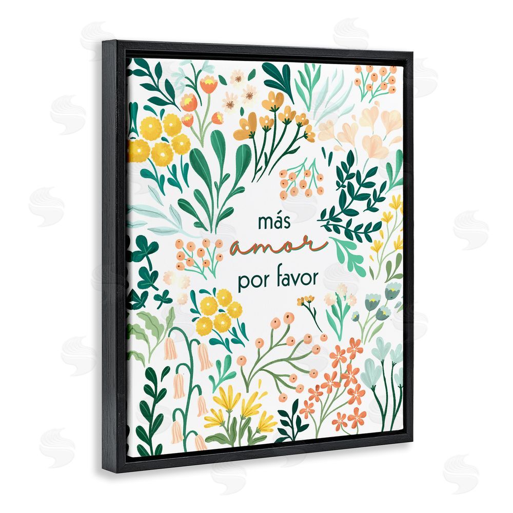 Angel Nicole Más Amor Por Favor Flores Black Floating Frame Canvas Wall Art Print