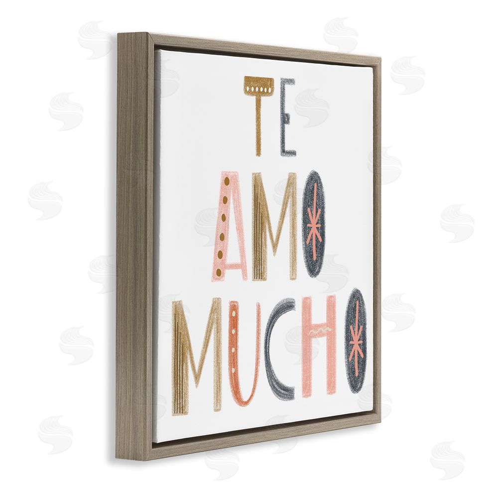 SD Graphics Studio Te Amo Mucho Creativo Brown Floating Frame Canvas Wall Art Print
