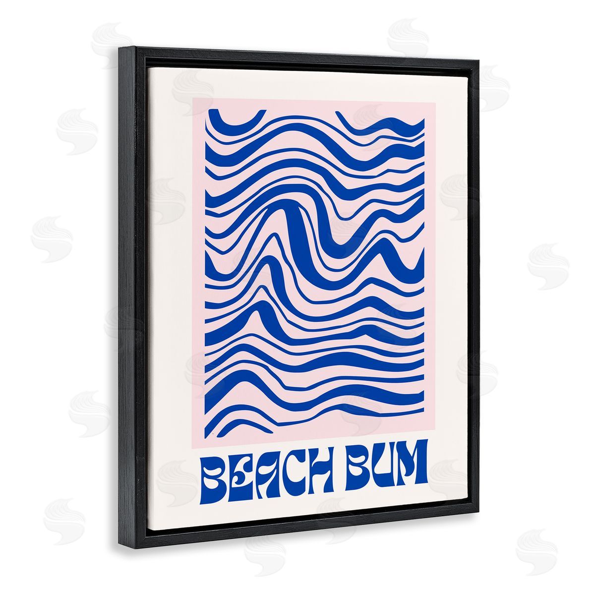 Beach Bum Abstract Waves Black Floating Frame Canvas Wall Art, Home Decor by House of Lulu