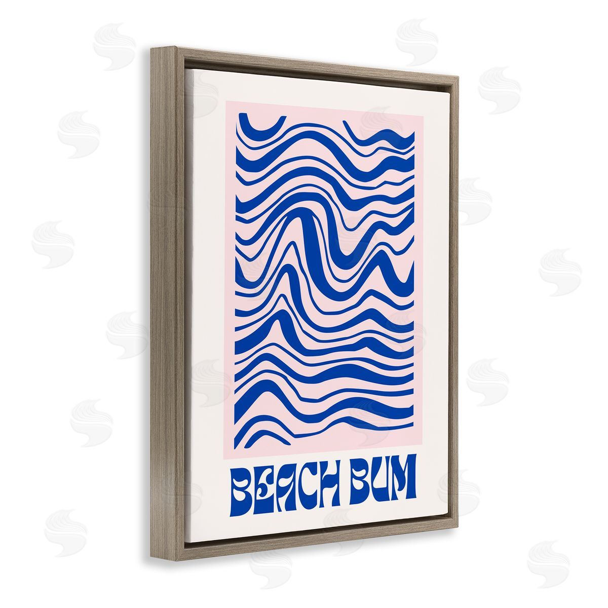 Beach Bum Abstract Waves Brown Floating Frame Canvas Wall Art, Home Decor by House of Lulu