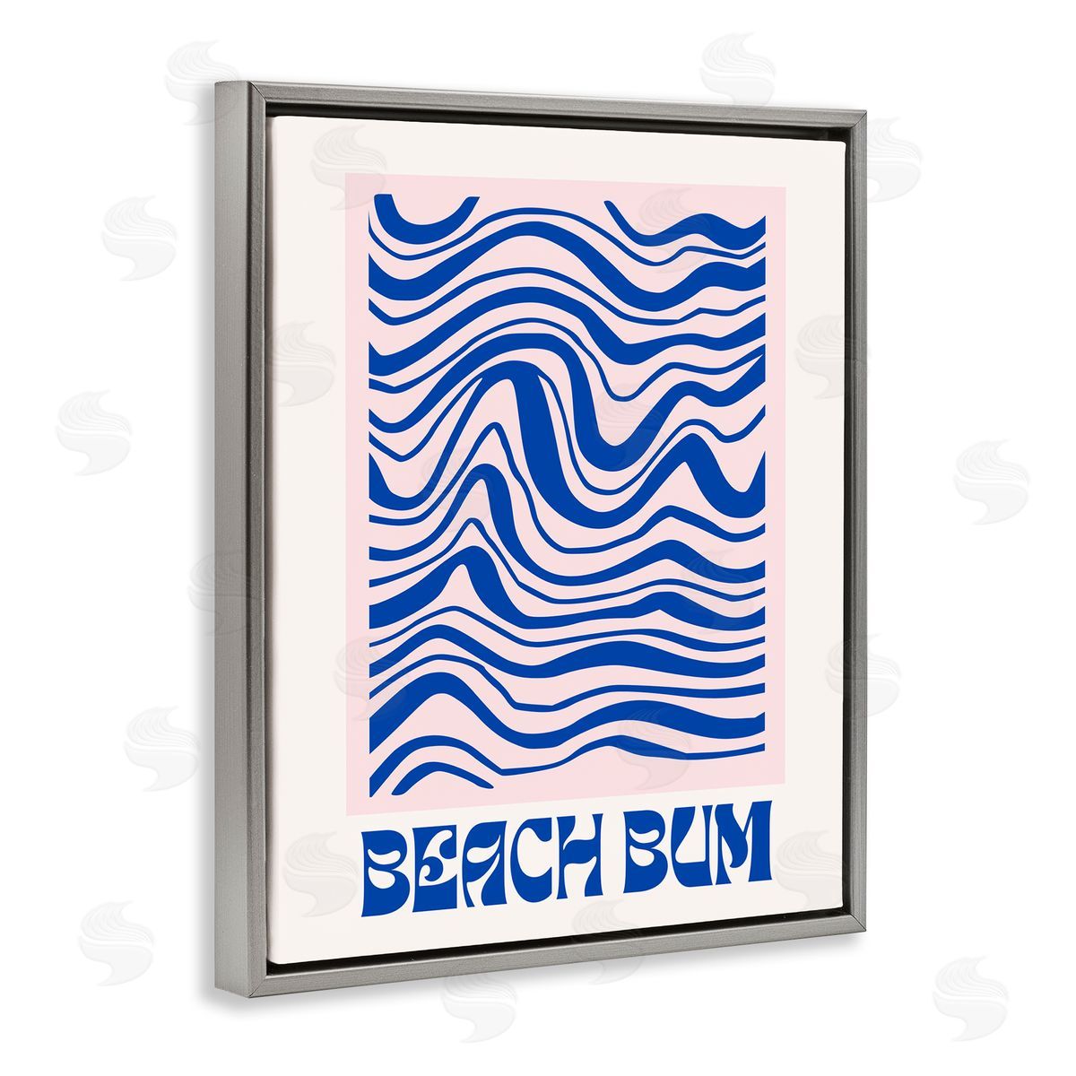 Beach Bum Abstract Waves Grey Floating Frame Canvas Wall Art, Home Decor by House of Lulu
