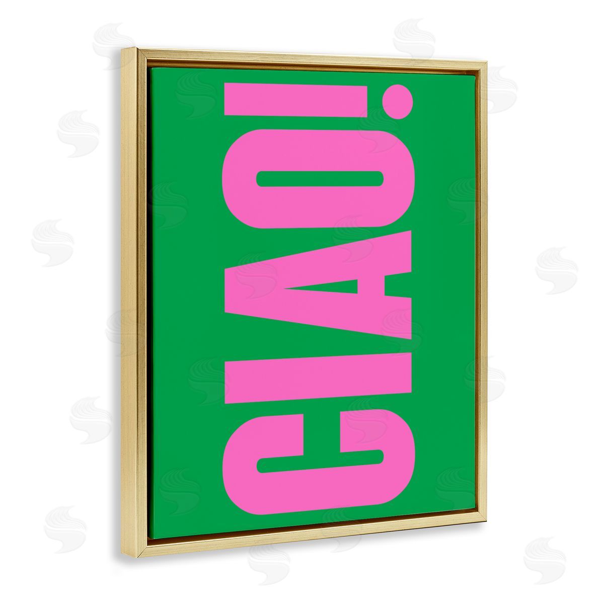 Ciao Pink & Green Gold Floating Frame Canvas Wall Art, Home Decor by House of Lulu