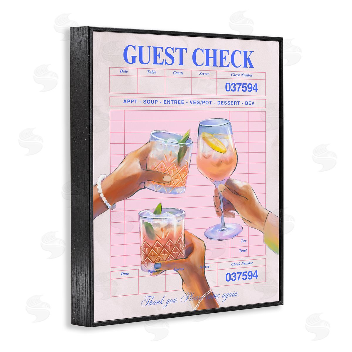 Cheers over Guest Check Black Frame Print Wall Art, Home Decor by House of Lulu