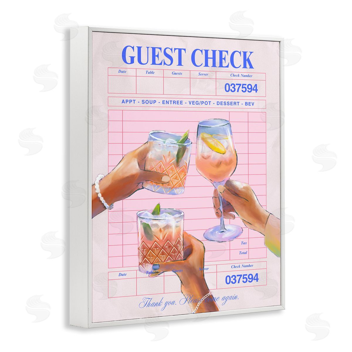 Cheers over Guest Check White Frame Print Wall Art, Home Decor by House of Lulu