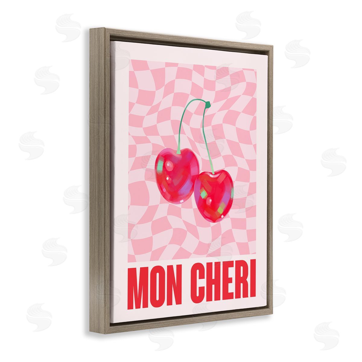 Mon Cheri on Checkered Brown Floating Frame Canvas Wall Art, Home Decor by House of Lulu