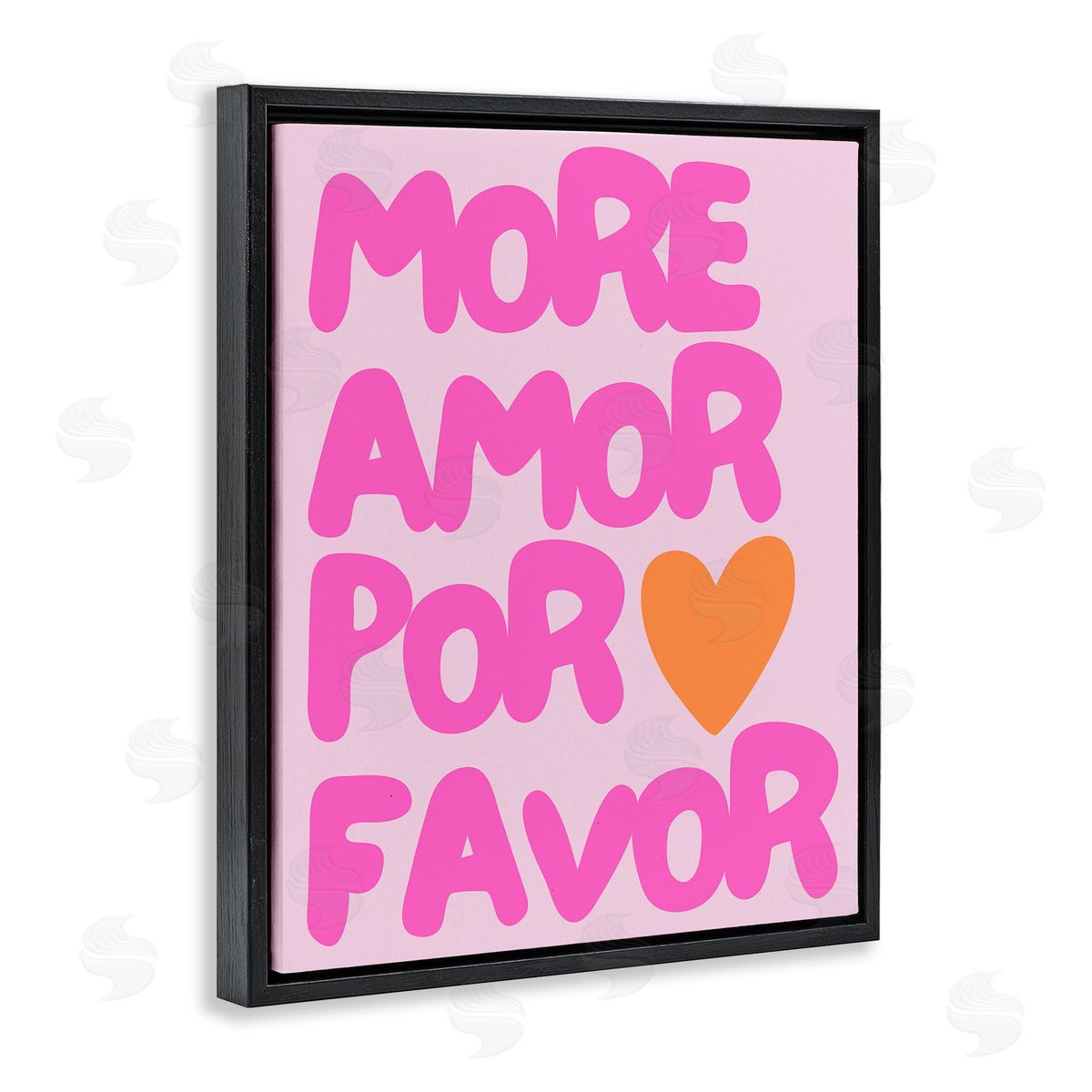 More Amor with Heart Black Floating Frame Canvas Wall Art, Home Decor by House of Lulu