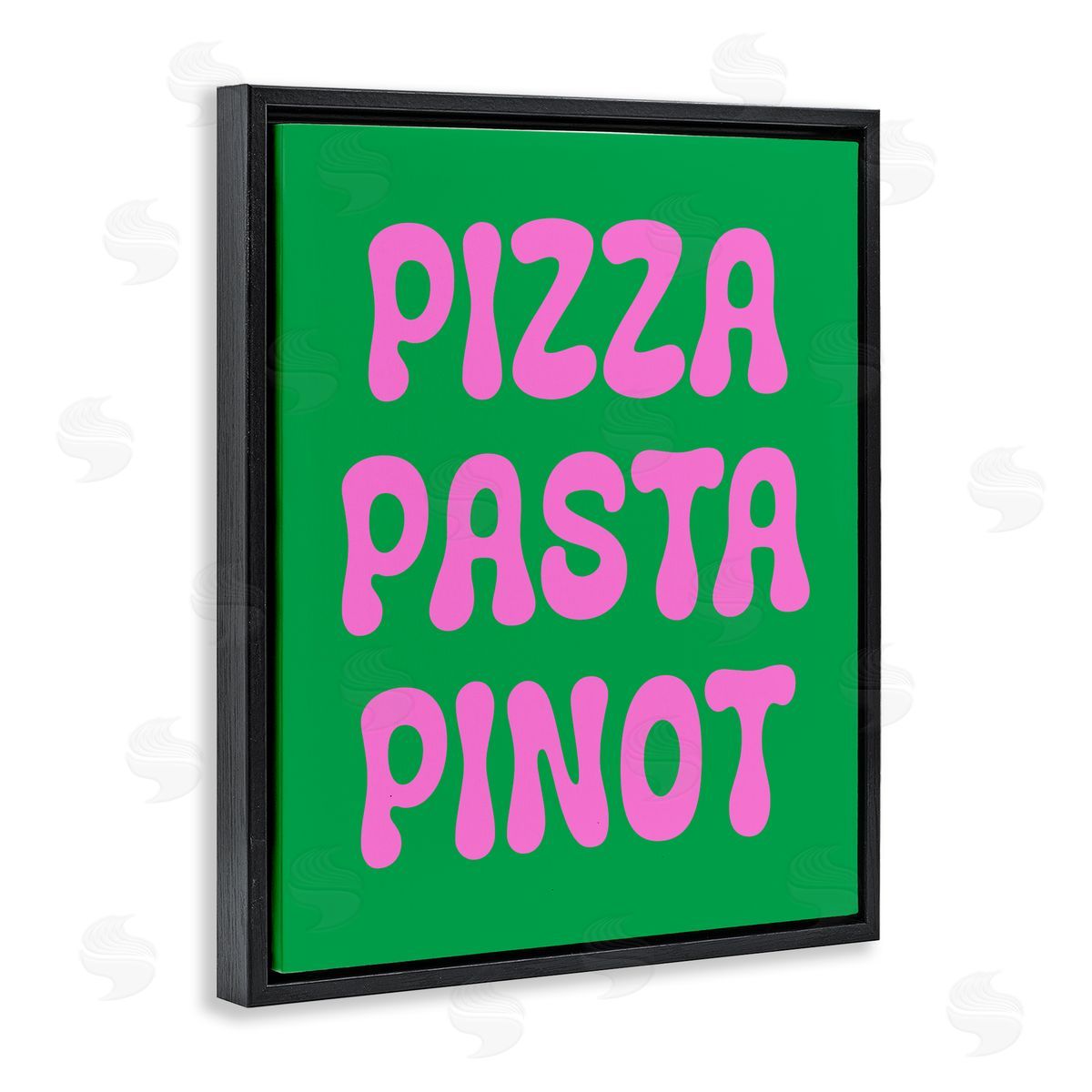 Pizza Pasta Pinot Black Floating Frame Canvas Wall Art, Home Decor by House of Lulu