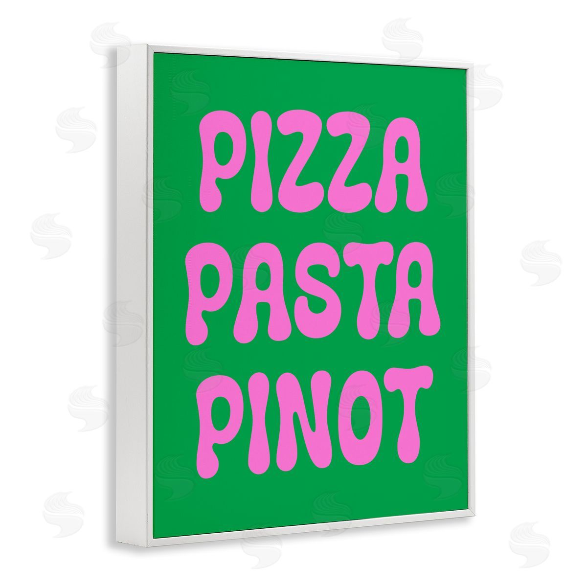 Pizza Pasta Pinot White Frame Print Wall Art, Home Decor by House of Lulu