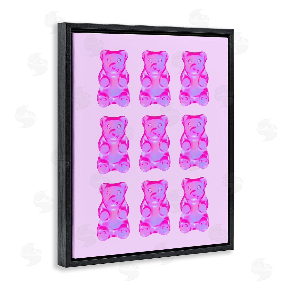 Purple Ombre Candy Bears Black Floating Frame Canvas Wall Art, Home Decor by House of Lulu