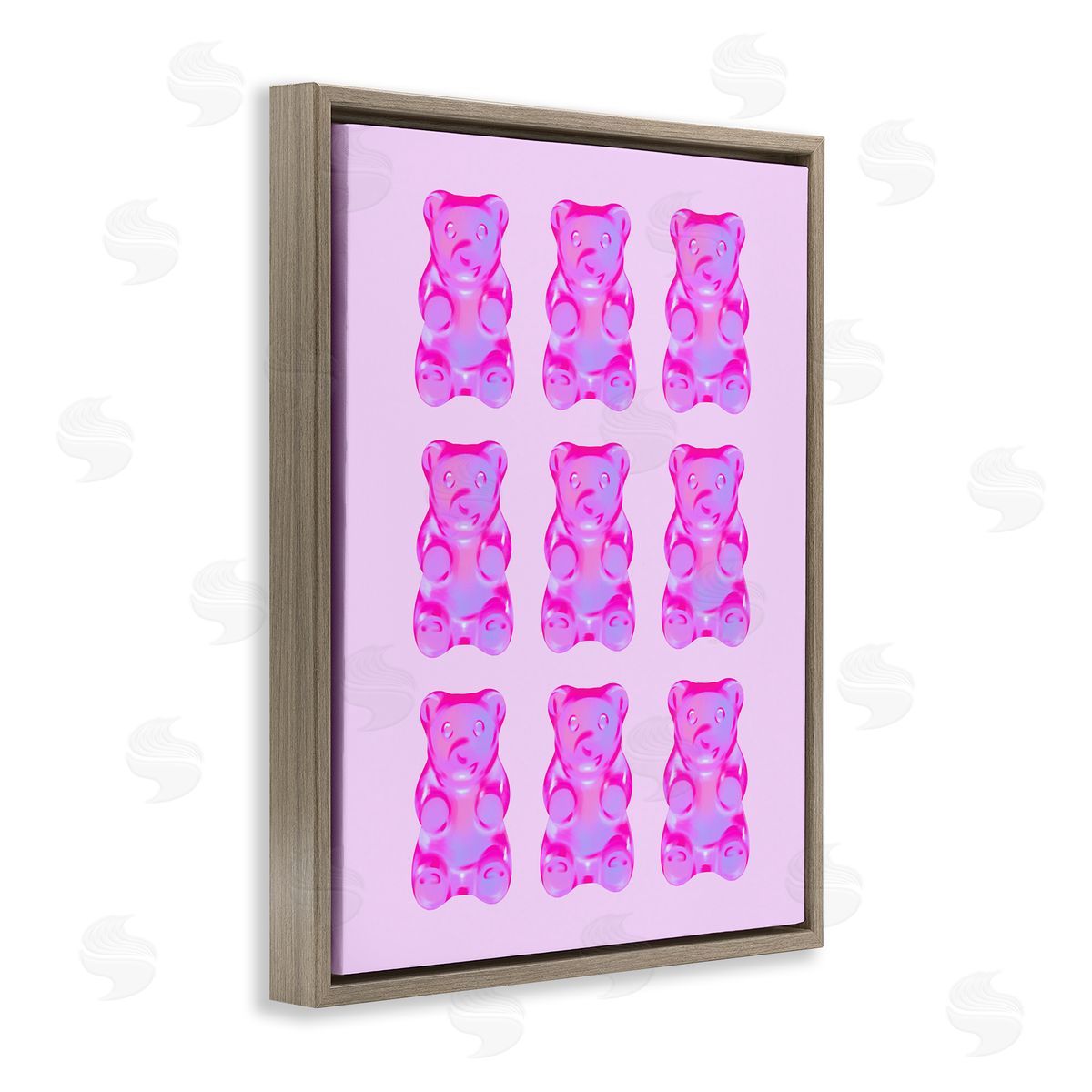 Purple Ombre Candy Bears Brown Floating Frame Canvas Wall Art, Home Decor by House of Lulu